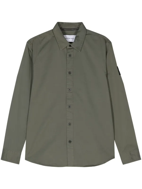 Calvin Klein Jeans logo-patch Cotton Shirt | Green | FARFETCH