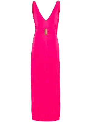 pinko ruched flared dress Pinko Caldo Dress Black Ruched Midi Love Birds Gold Buckle V-Neck Long Sleeve NW