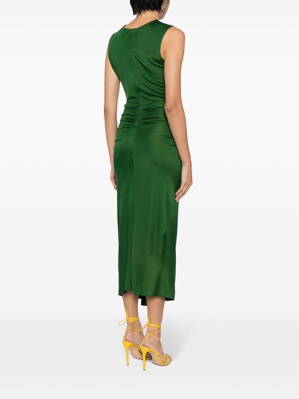 Shop Costarellos Draped Midi Dress In Green