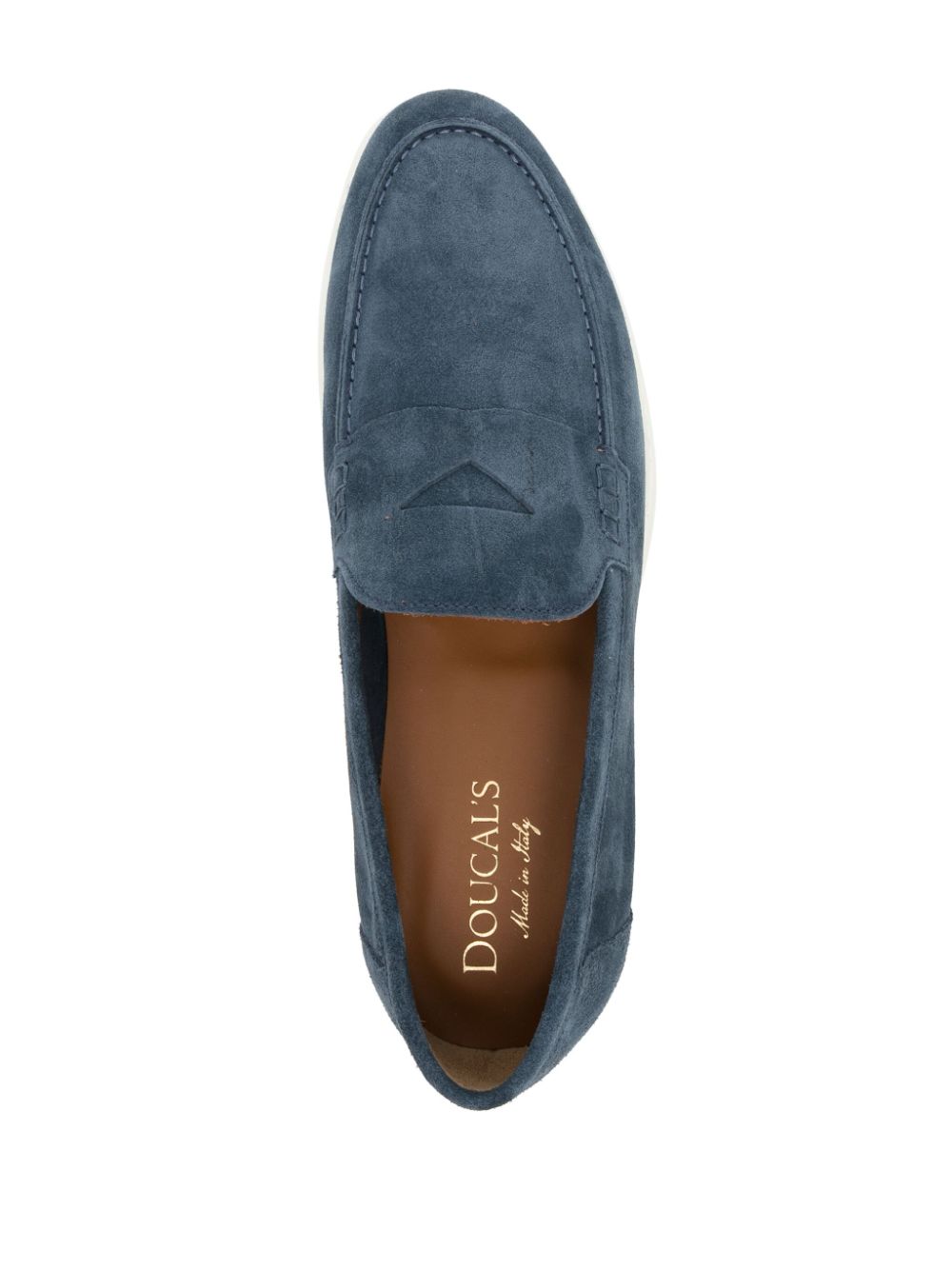 Shop Doucal's Penny-slot Suede Loafers In Blue