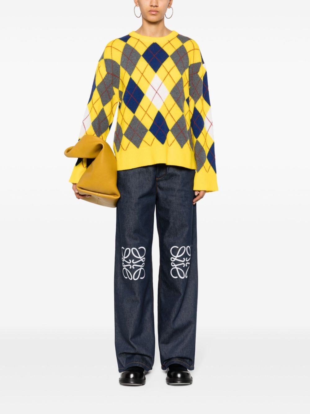 Shop Loewe Argyle Wool Jumper In Yellow