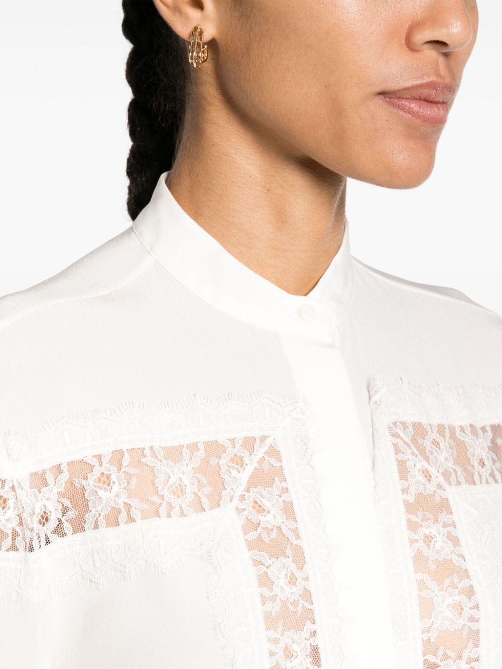 Shop Ermanno Scervino Floral-lace Silk Shirt In White