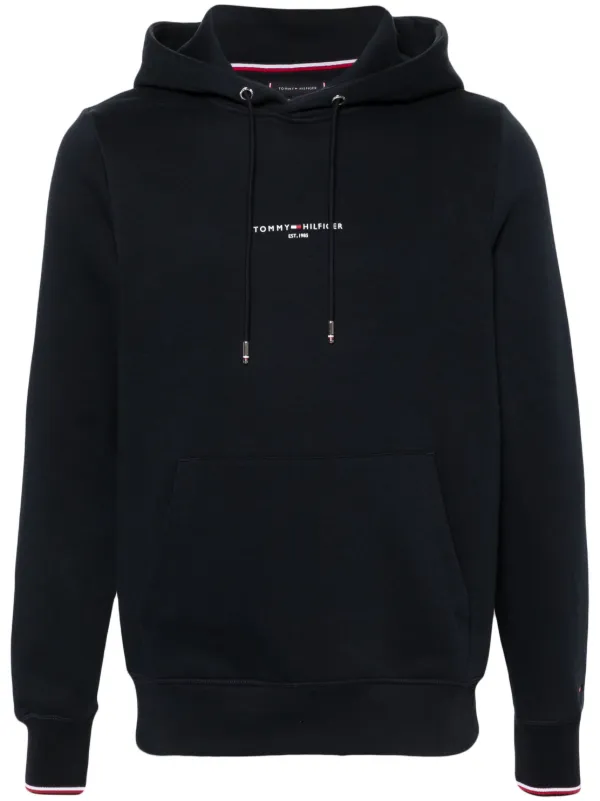 Tommy Hilfiger logo-print Cotton Hoodie | Blue | FARFETCH CA