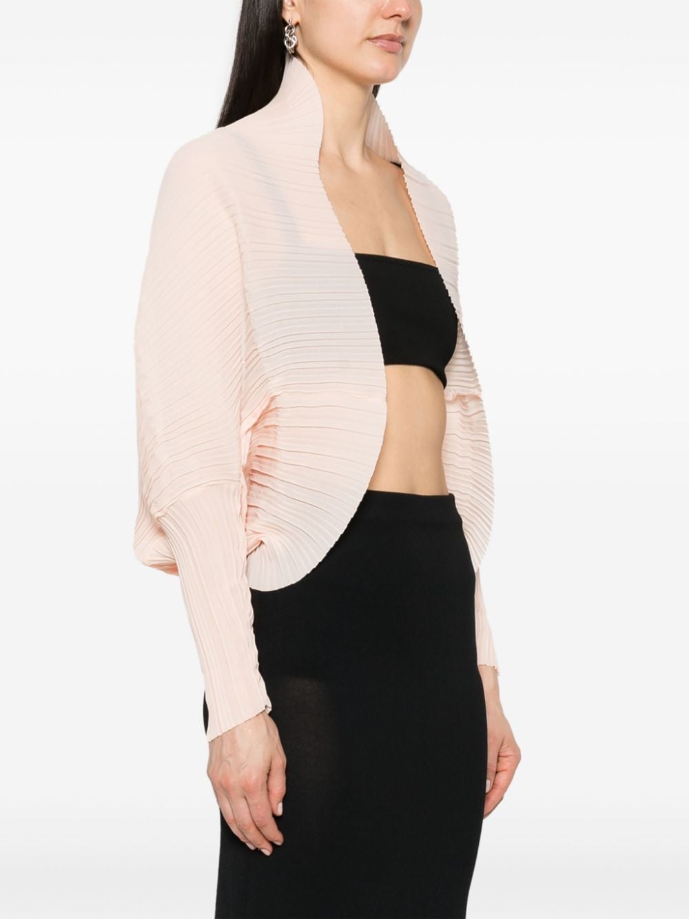 Shop Max Mara Open-front Pleated Jacket In Pink