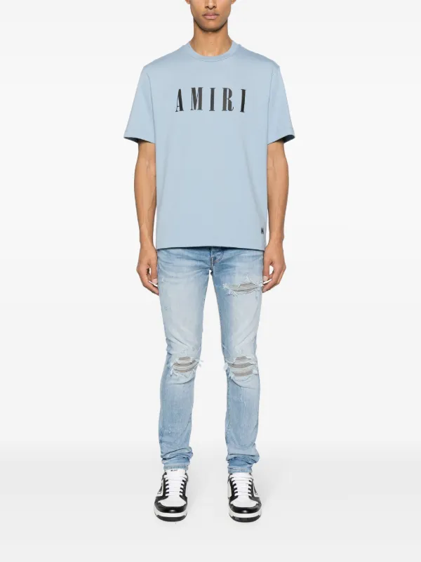 AMIRI logo-print Cotton T-shirt | Blue | FARFETCH AMIRI logo-print Cotton T-shirt | Blue | FARFETCH