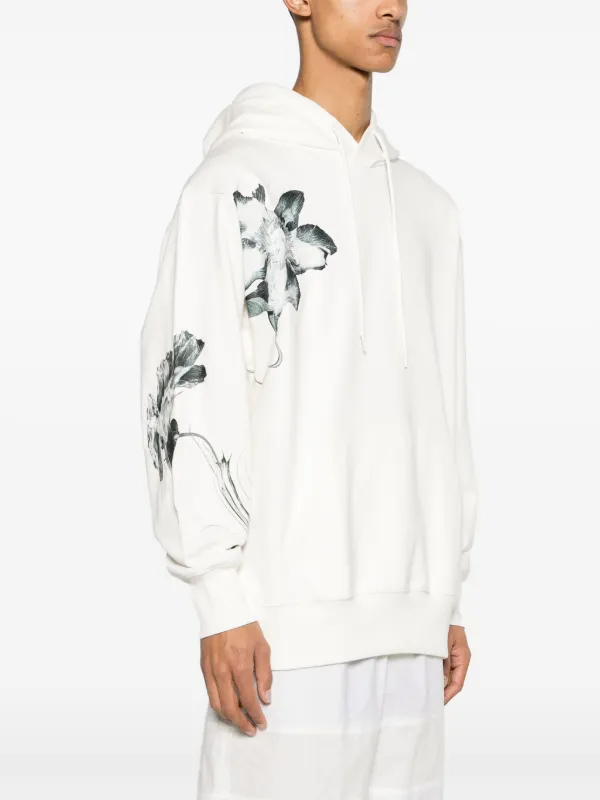 Y3 Floralスウェット Y-3 floral-print Drawstring Hoodie | Black | FARFETCH