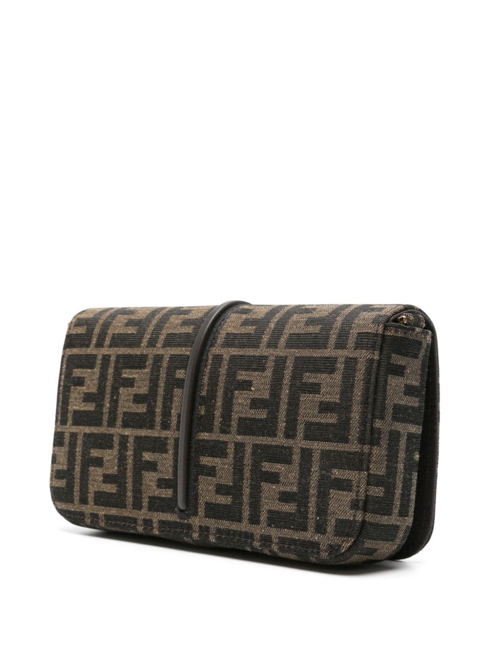 Shop Fendi Graphy Jacquard Chain Wallet In Brown