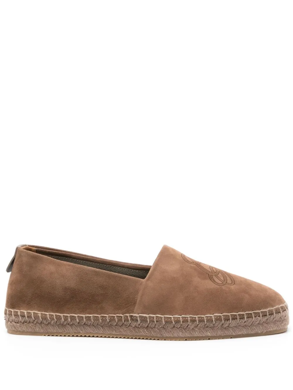 Giorgio Armani Logo-embroidered Suede Espadrilles In Brown