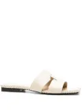 Roberto Cavalli logo-embossed leather slides - Neutrals