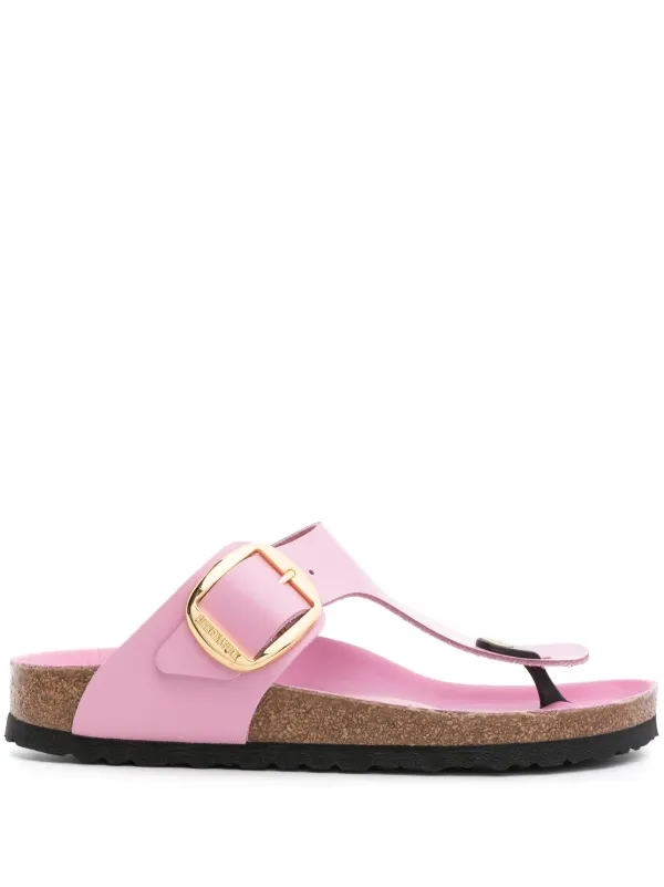 Birkenstock Gizeh Big Buckle Leather Sandals Pink FARFETCH TH