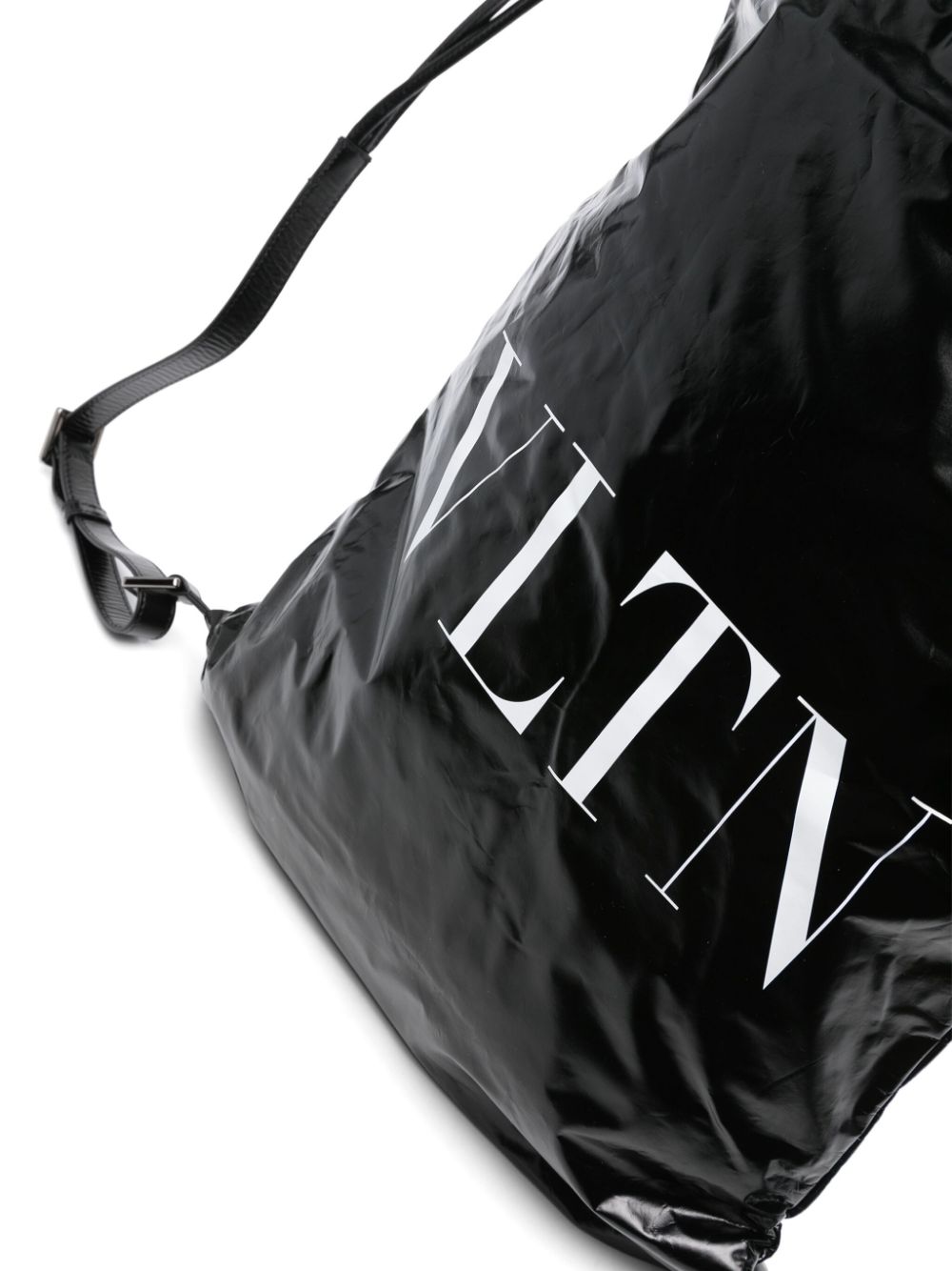Pre-owned Valentino Garavani Vltn Patent Leather Backpack In Black