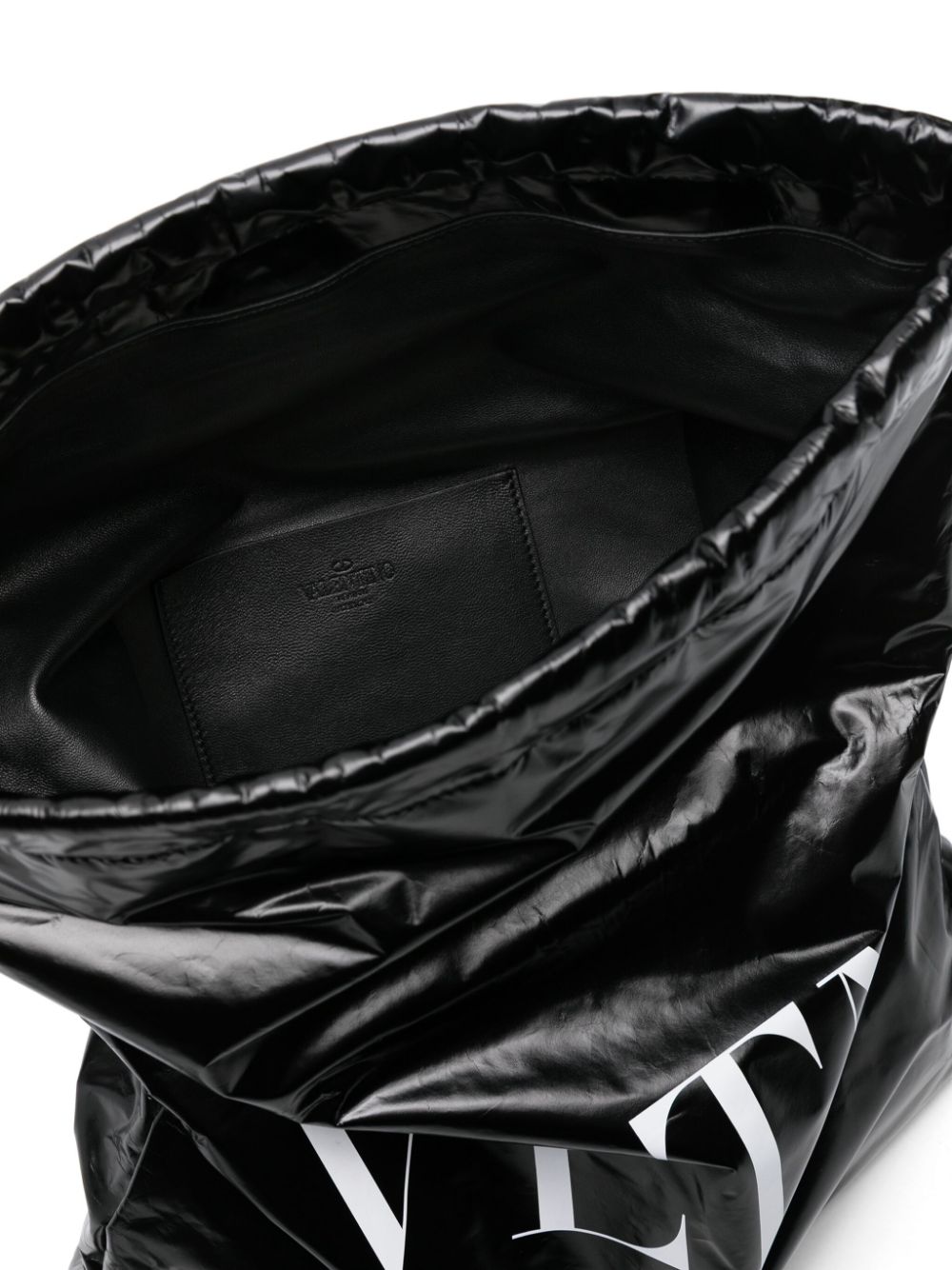 Pre-owned Valentino Garavani Vltn Patent Leather Backpack In Black