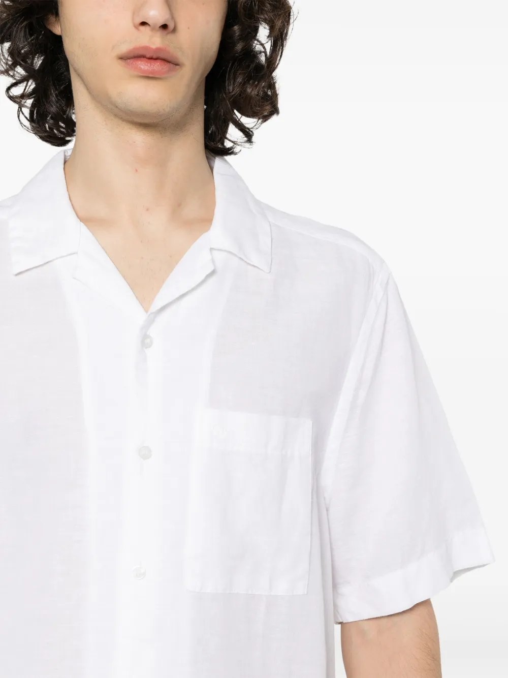 Shop Calvin Klein Monogram-embroidered Short-sleeves Shirt In 白色