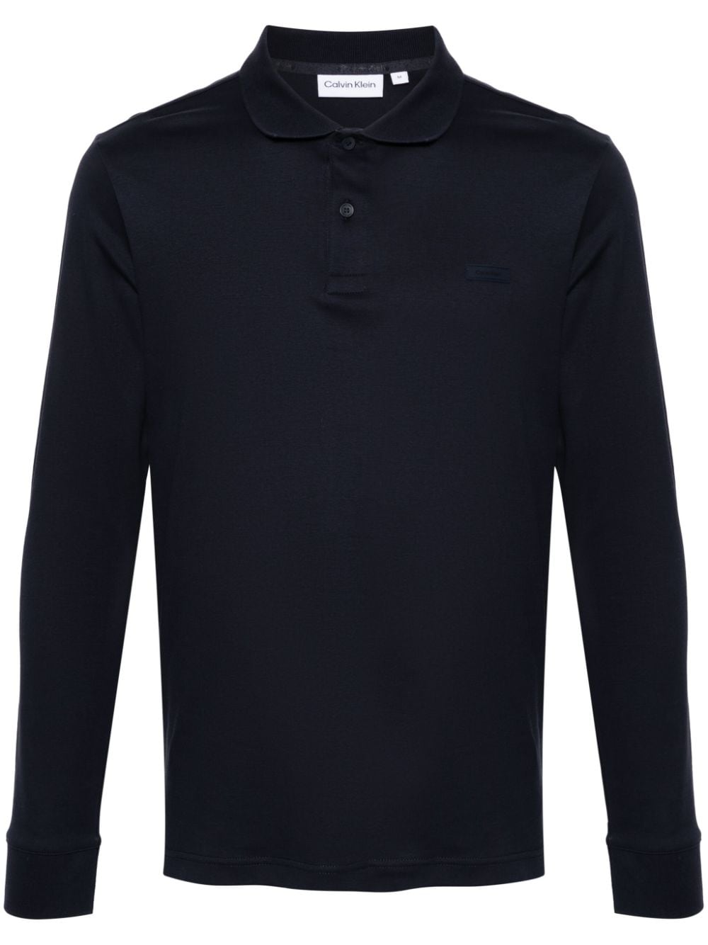 Calvin Klein Logo-patch Cotton Polo Shirt In Blue