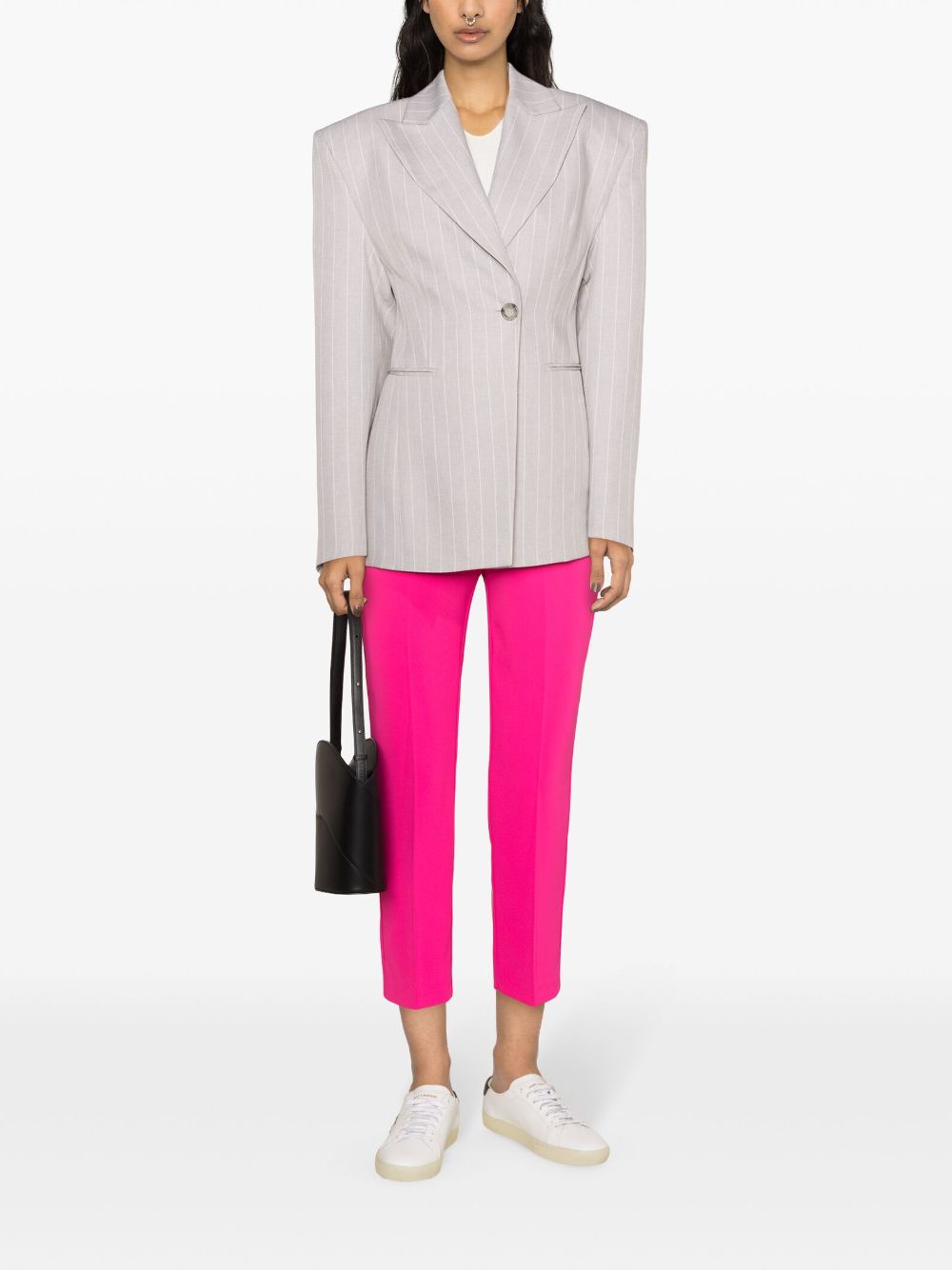 Shop Pinko Parano Cropped Tailored Trousers In Pink