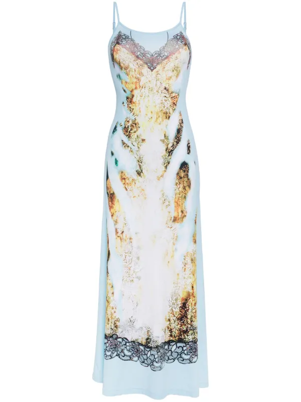 Y/Project Graphic-print Slip Dress in Blue