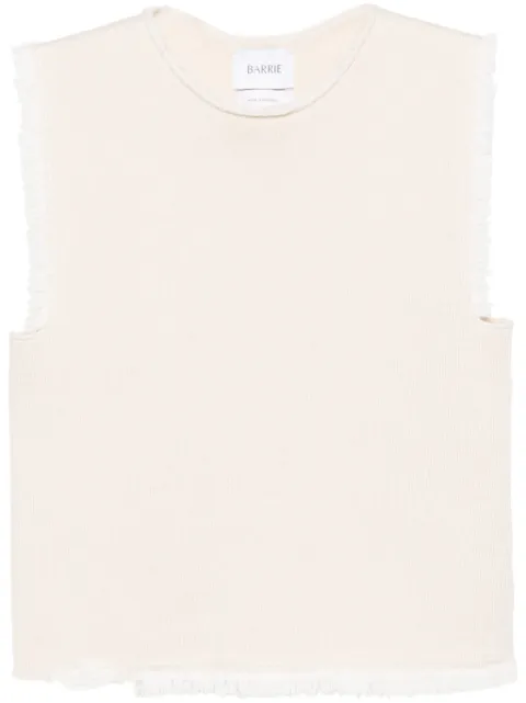 Barrie frayed-detailing knitted top