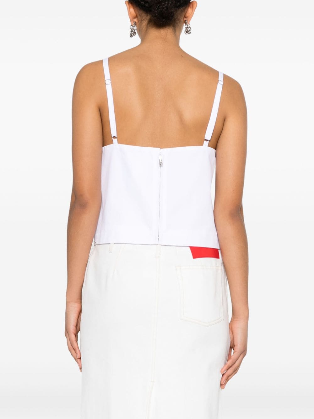 Shop Sportmax Sleeveless Cotton Top In White