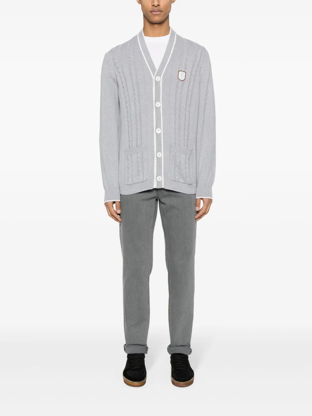 Brunello Cucinelli Kabelgebreid katoenen vest - Grijs