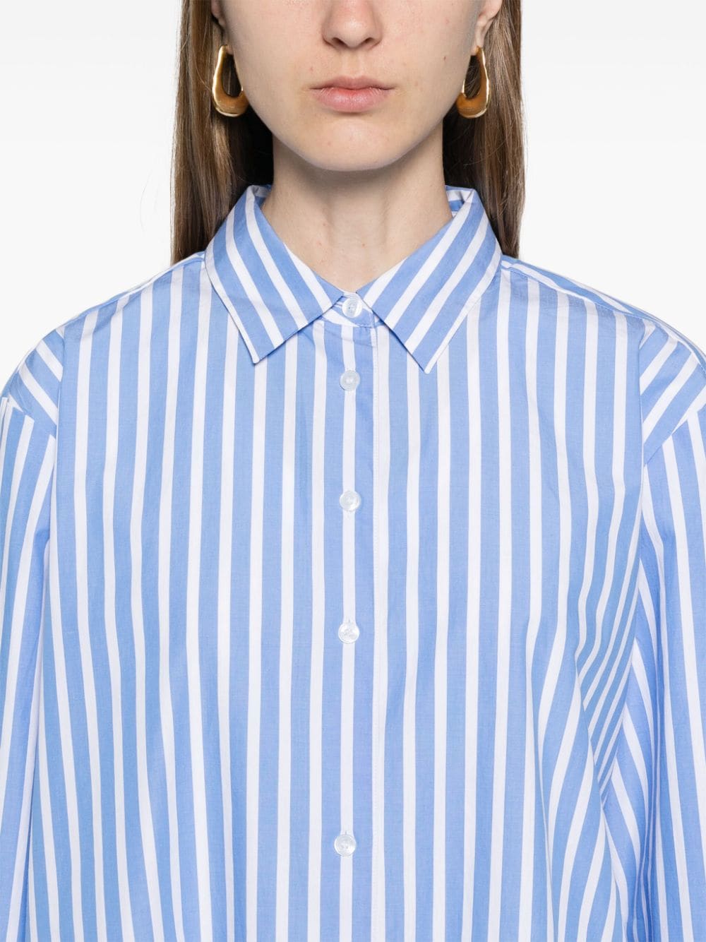 Shop Tommy Hilfiger Striped Cotton Shirt In Blue