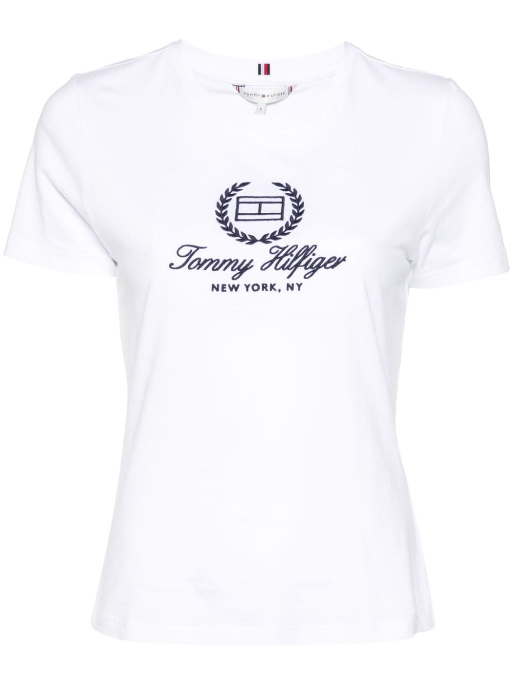 Tommy Hilfiger Logo-embroidered Cotton T-shirt In White