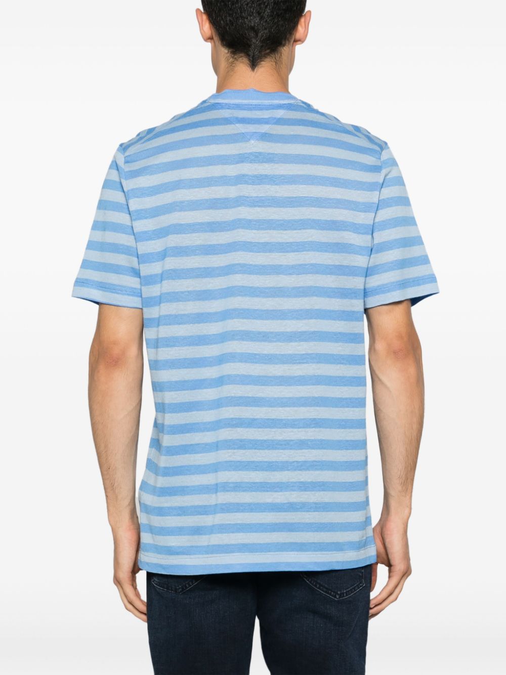 Shop Tommy Hilfiger Logo-embroidered Striped T-shirt In Blue