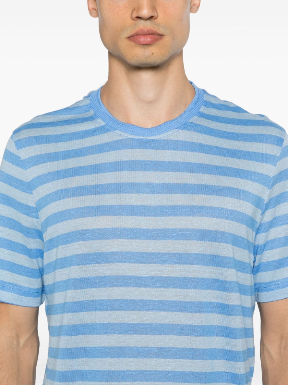 TOMMY HILFIGER LOGO-EMBROIDERED STRIPED T-SHIRT 