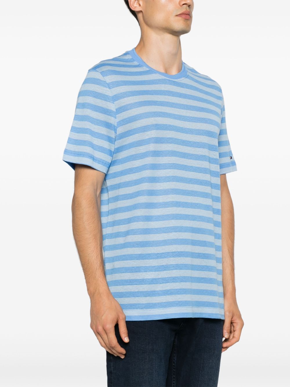 TOMMY HILFIGER LOGO-EMBROIDERED STRIPED T-SHIRT 