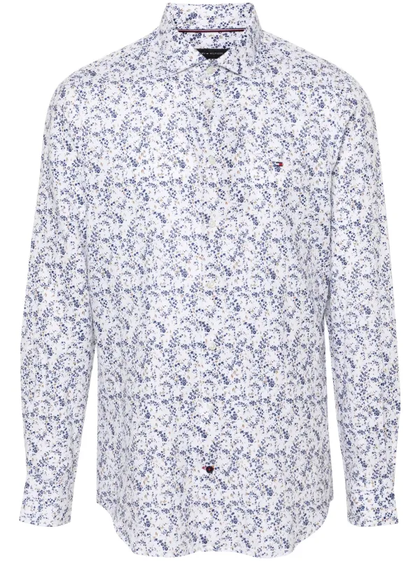 Tommy Hilfiger floral-print cotton-blend Shirt White FARFETCH PH
