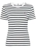 Tommy Hilfiger flag-embroidered striped T-shirt - White