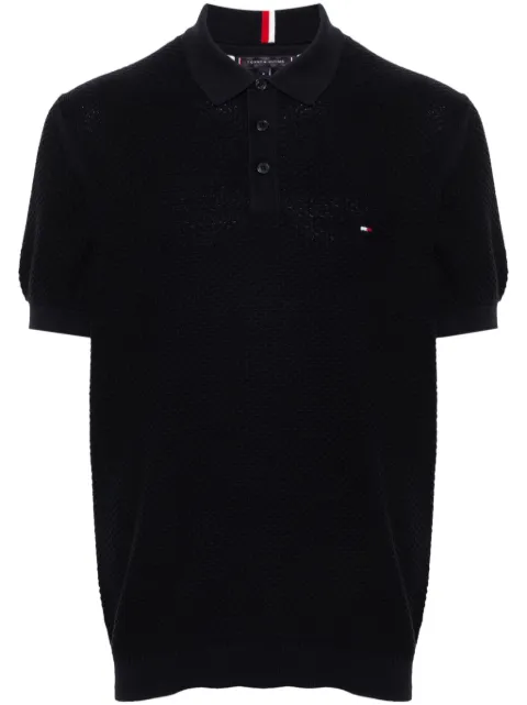Tommy Hilfiger logo-embroidered honeycomb knit polo shirt
