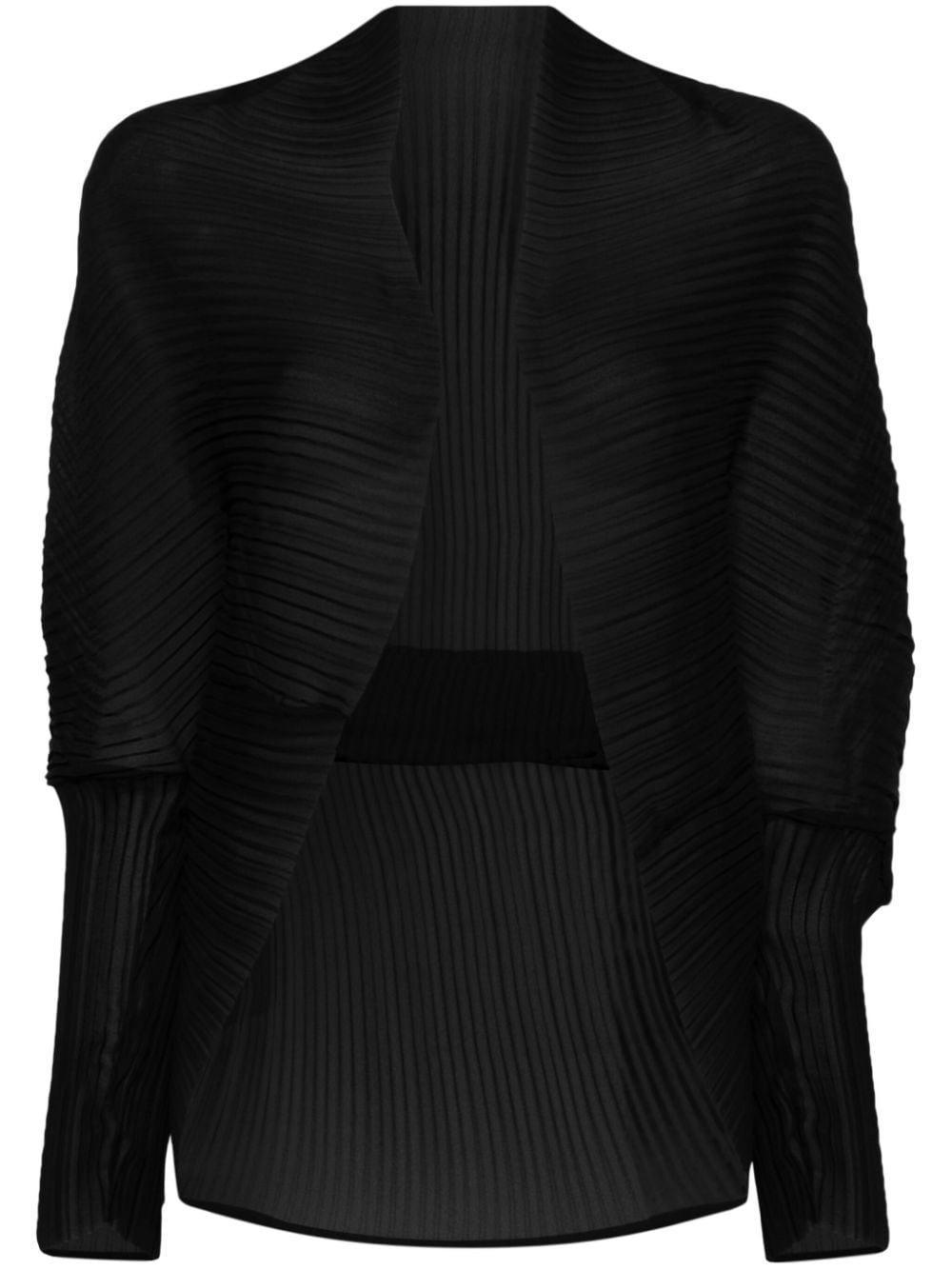 Max Mara Open-front Pleated Jacket In Black