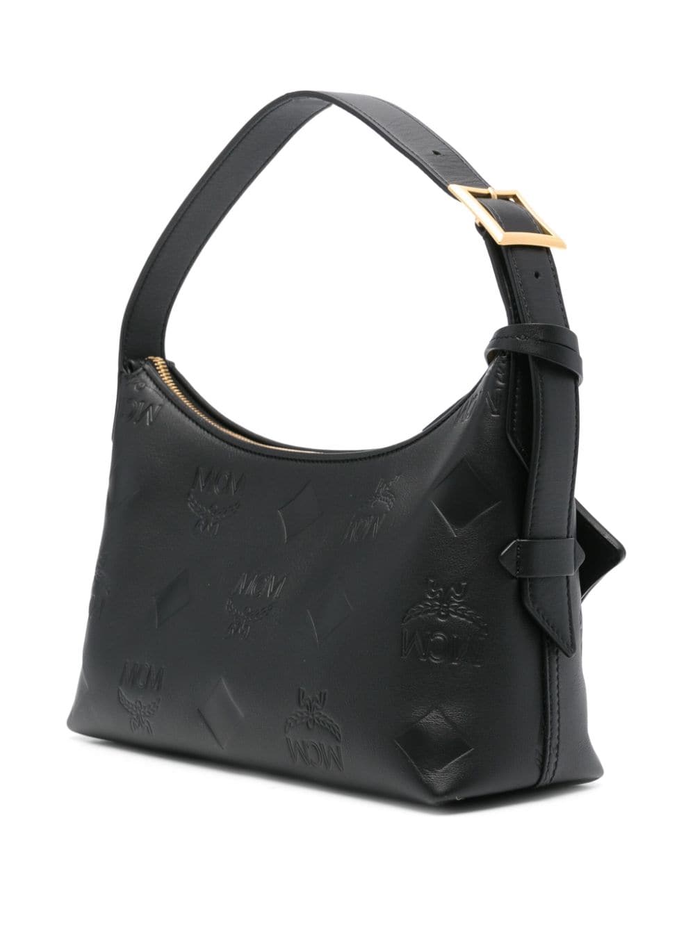 Shop Mcm Small Aren Hobo Shoulder Bag In Black