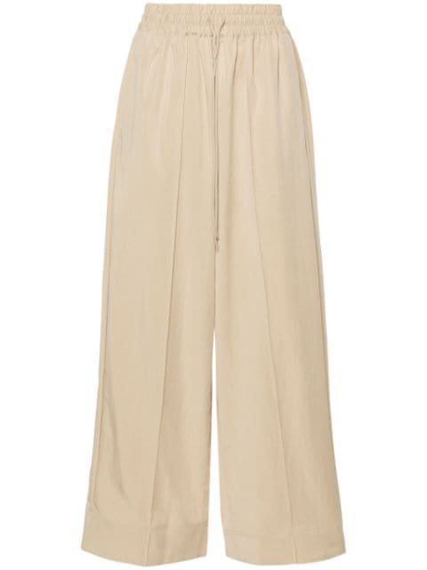 drawstring-waist wide-leg trousers