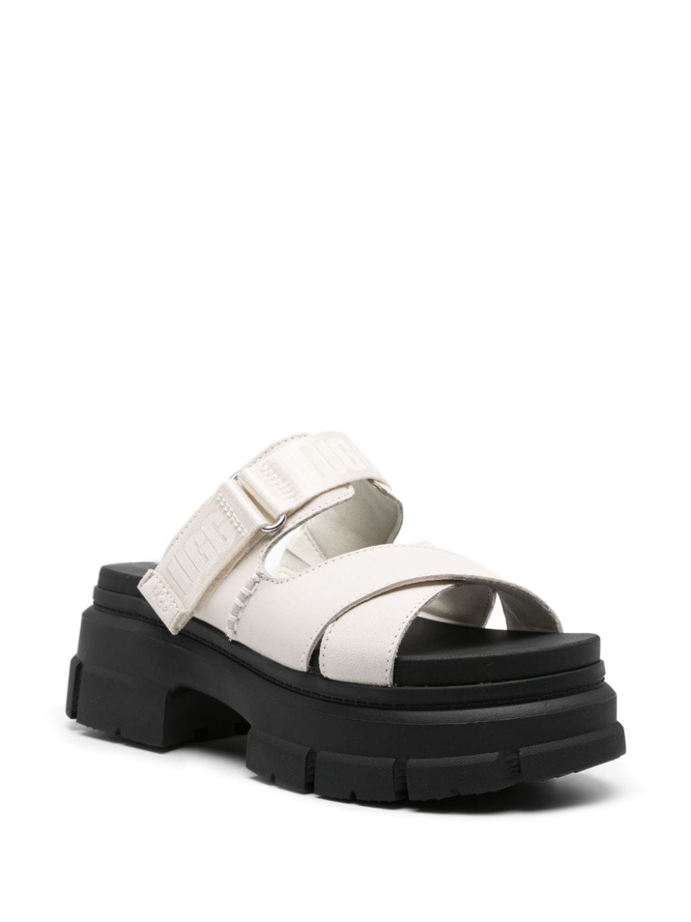 Shop Ugg 70mm Crossover-strap Leather Slides In White