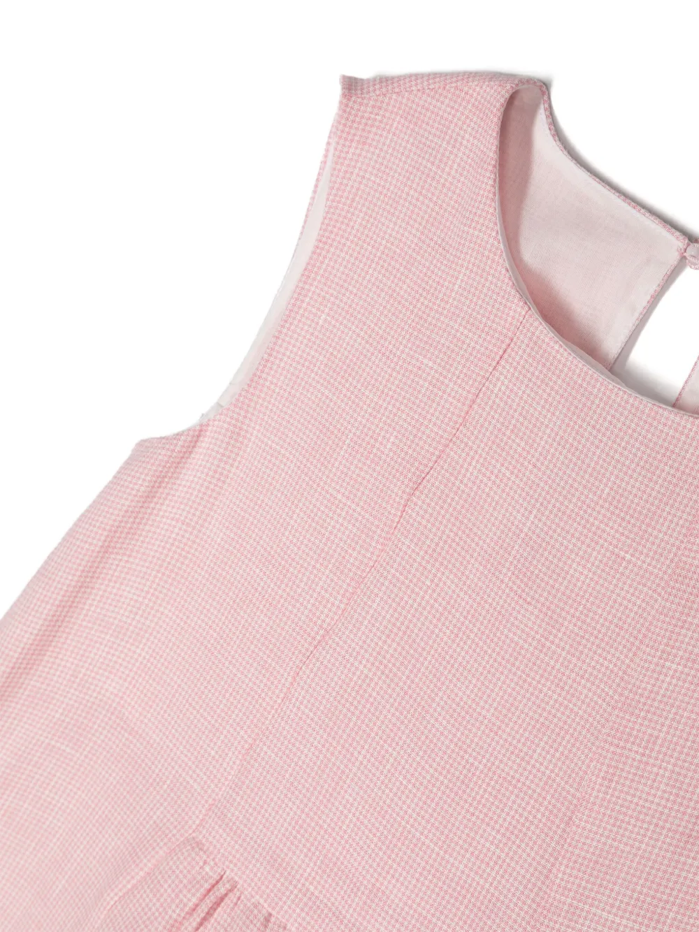 Shop Emporio Armani Check-pattern Linen Dress In Pink