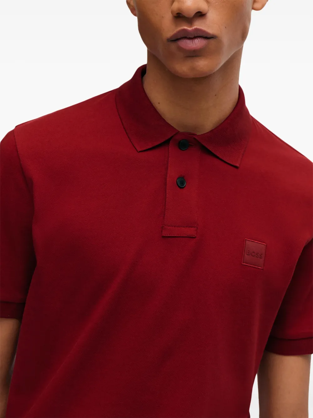 BOSS T-shirt met logopatch Rood