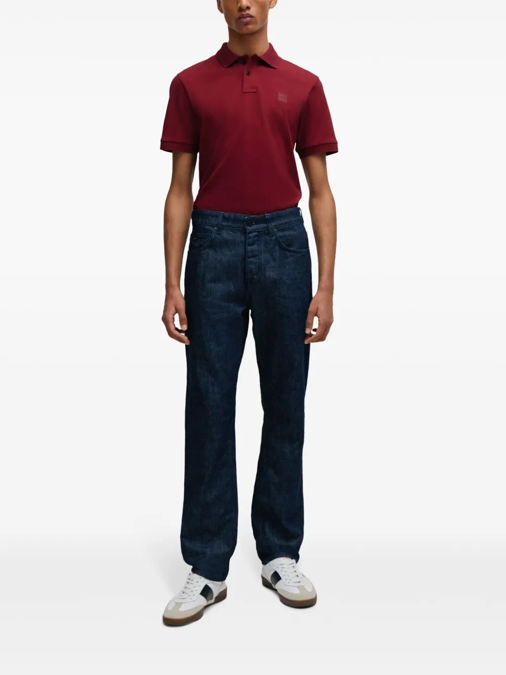 BOSS T-shirt met logopatch - Rood