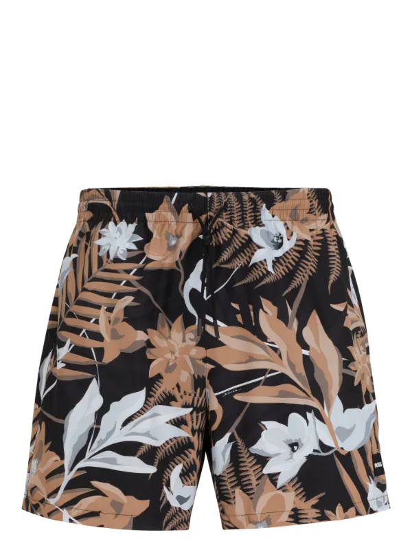 BOSS Tropical-print Swim Shorts Black FARFETCH TH