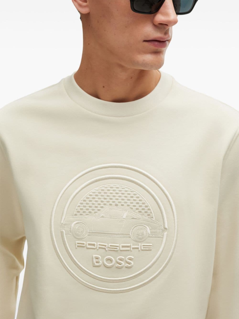 BOSS x Porsche sweater met geborduurd logo Beige