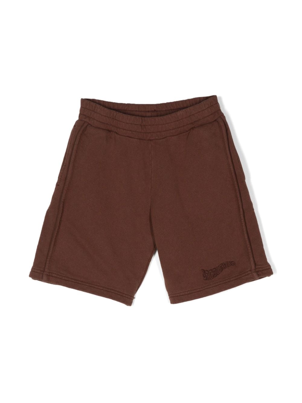 Jacquemus L'enfant Vip Kids' Embroidered-logo Cotton Shorts In Brown