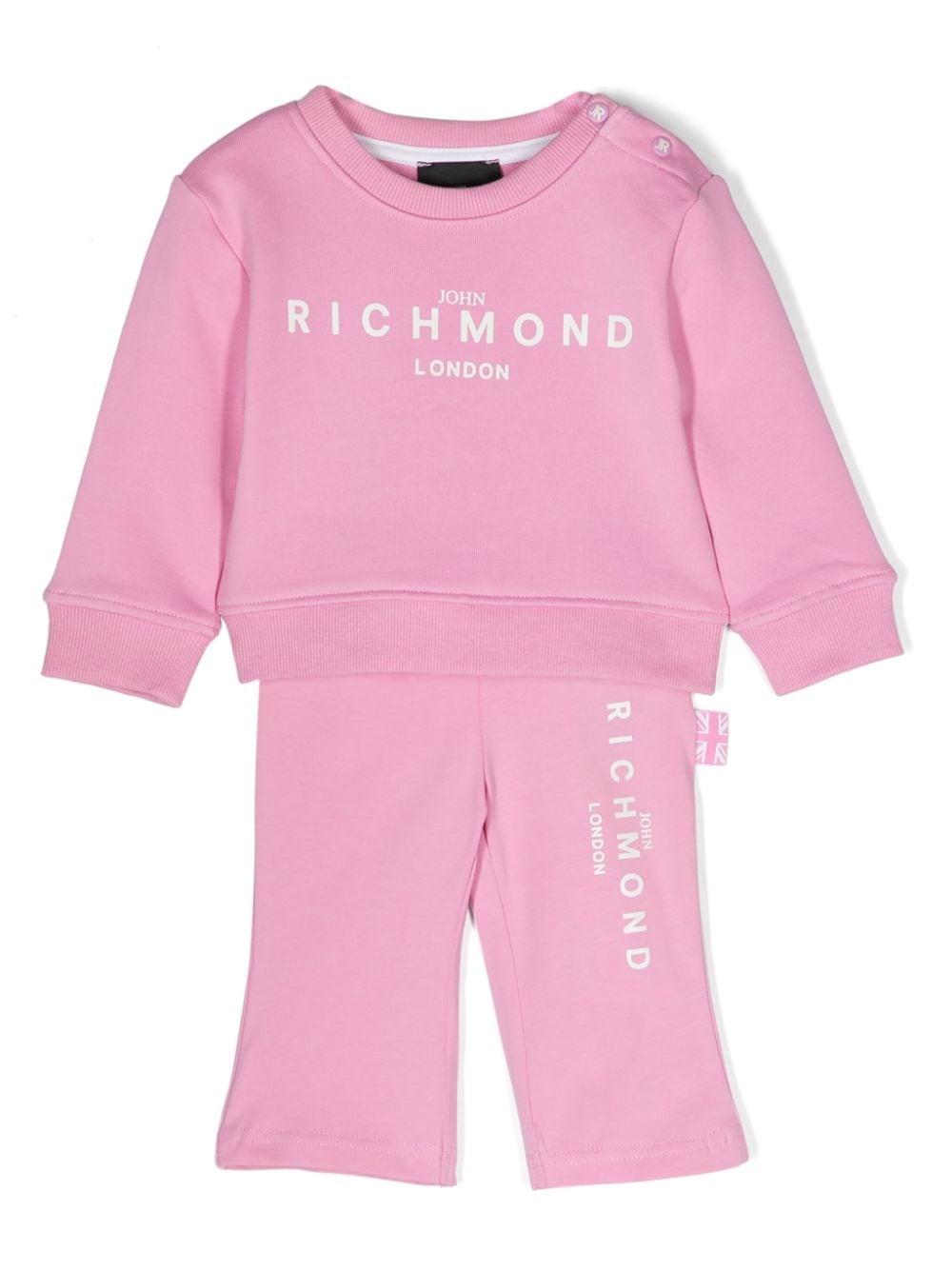 John Richmond Junior Babies' Logo-print Cotton Tracksuit Set In Pink