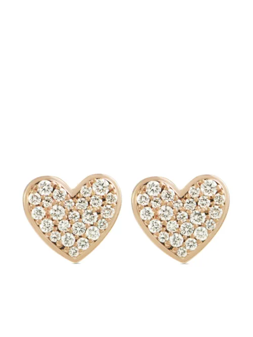 Boucles d'oreilles cœur en rose pavées de diamants - ALINKA - Modalova