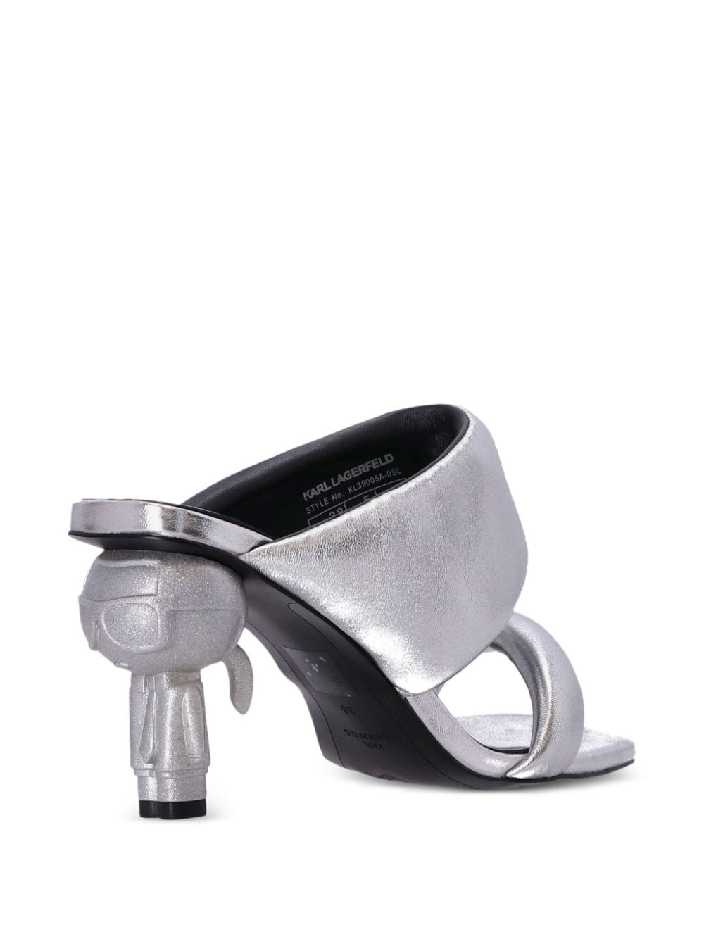 Shop Karl Lagerfeld Ikon Leather Mules In Silver