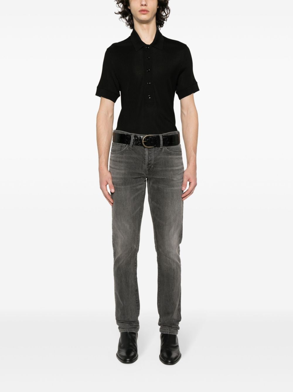 TOM FORD Poloshirt met geborduurd monogram - Zwart