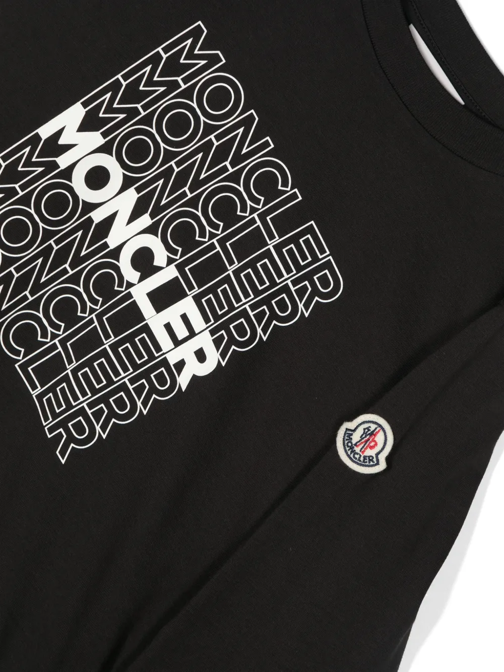 Moncler Enfant Katoenen T-shirt met logoprint Zwart