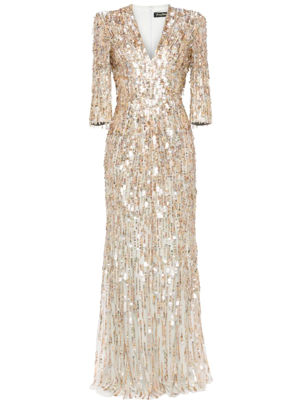 Jenny Packham Oscar Sequin-embellished Gown In Gold
