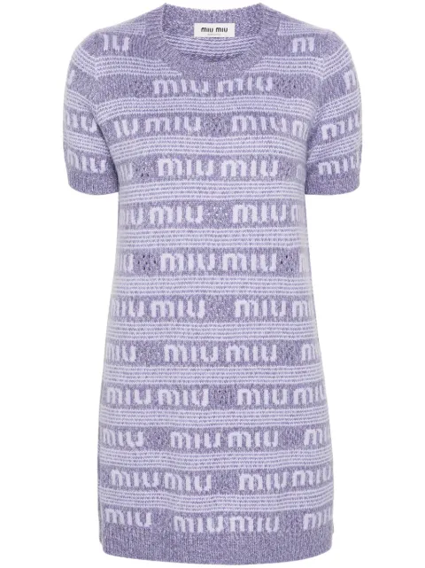 Miu Miu logo-intarsia mini dress