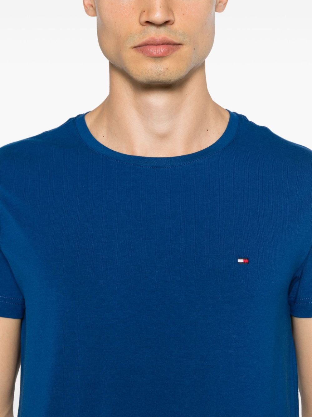 Shop Tommy Hilfiger Logo-embroidered Cotton T-shirt In Blue