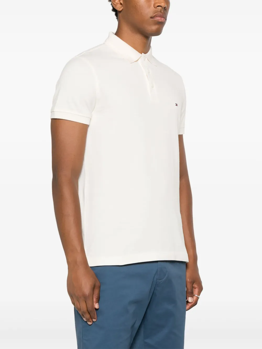 Tommy Hilfiger Poloshirt met gestreepte kraag Beige